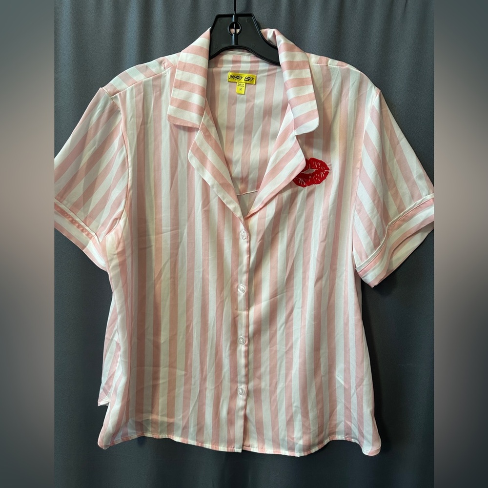 Shady lady pajama shirt,polyester button down, Sz M, new